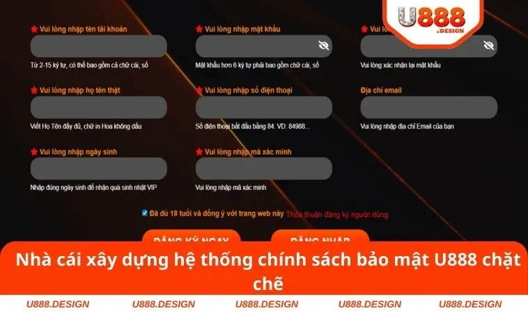 Nhà cái xây dựng hệ thống chính sách bảo mật U888 chặt chẽ
