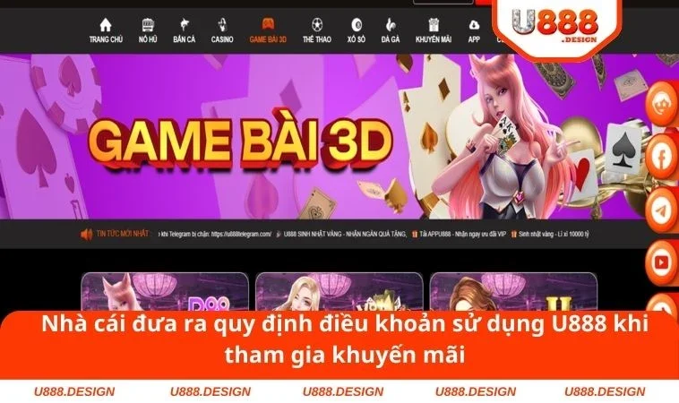 Điều Khoản Sử Dụng U888 3 Nhà cái đưa ra quy định điều khoản sử dụng U888 khi tham gia khuyến mãi