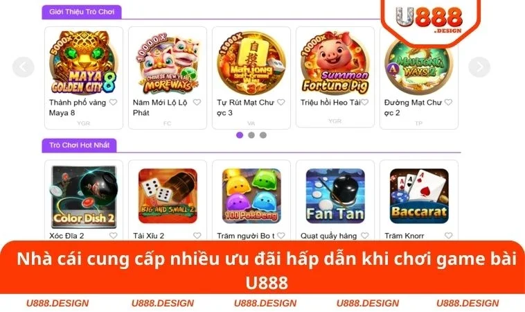 Game Bài U888 2 Nhà cái cung cấp nhiều ưu đãi hấp dẫn khi chơi game bài U888